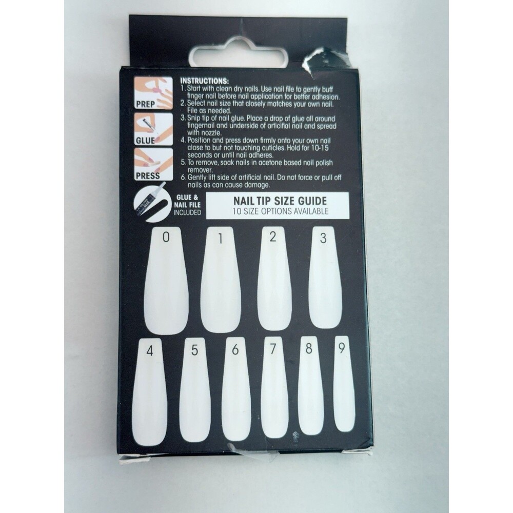 Professional False Nails - Press on Nails, Long, with Glue, color White and Red. - Picture 11 of 12